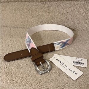 NWT Janie and Jack Spring Plaid and Leather Belt 2T/3